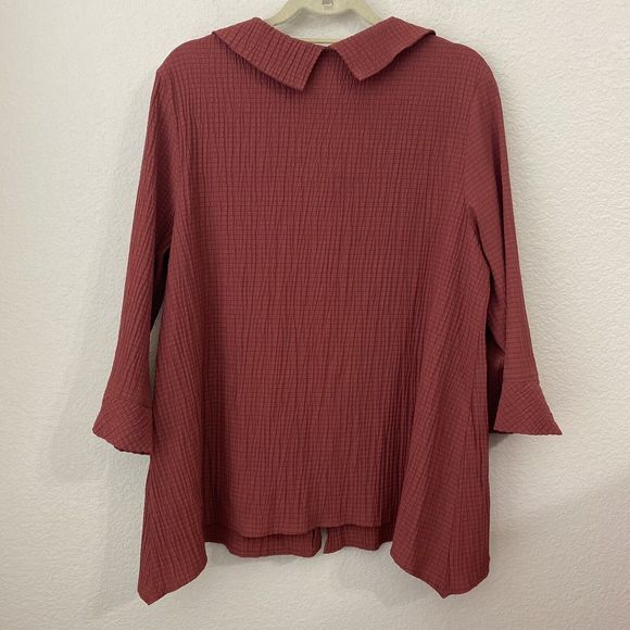 Niche Nilgun Derman Top Womens Size XL Lagenlook Crinkle Rust Orange P2 - Picture 2 of 8